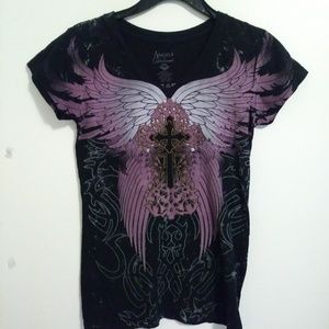 Angels And Diamonds Women's Embellished T Shirt LG